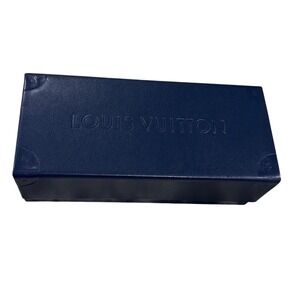 Louis Vuitton Empty Navy Blue Leather Eyeglasses Case Box Authentic